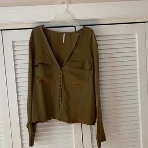 Free People Silk Button Down Blouse